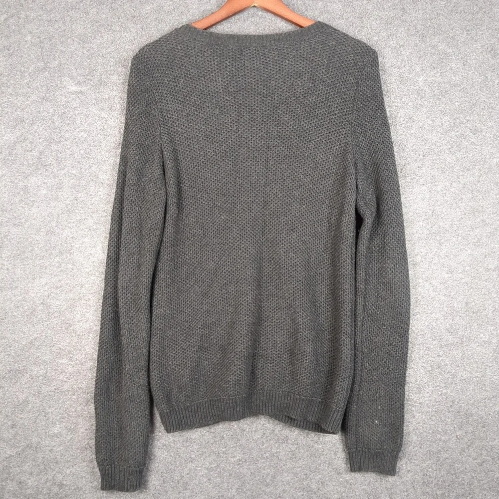 Gap Womens Medium‎ Charcoal Gray Textured Knit Full Zip V-Neck Cardigan Sweater